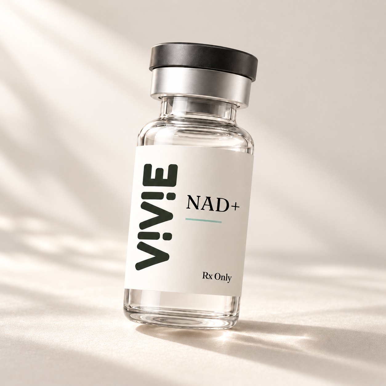 VIVIE NAD+ injection vial in warm sunlight
